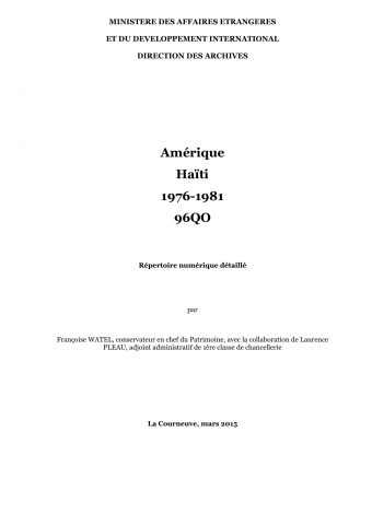 FR MAE 96QO, Haiti, 1976-1981, version anonymisée
