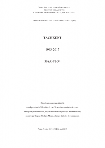 FR MAE 308AN, Tachkent, notariat consulaire, primata, 1993-2017