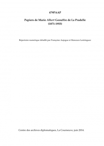 FR MAE 479PAAP, Papiers Geouffre de la Pradelle