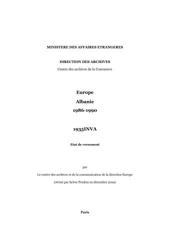FR MAE 1935INVA, Europe, Albanie, 1986-1990