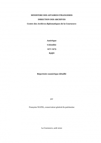 FRMAE 85QO, Amérique, Colombie, 1971-1975