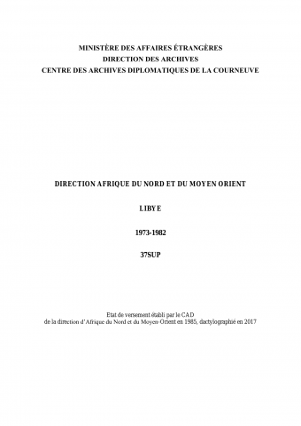 FR MAE 37SUP, Afrique du Nord Moyen-Orient, Libye, 1973-1982