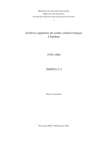 FR MAE 284PO/1, Ispahan, centre culturel français, 1970-1984