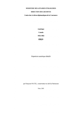 FR MAE 83QO, Canada, 1952-1963