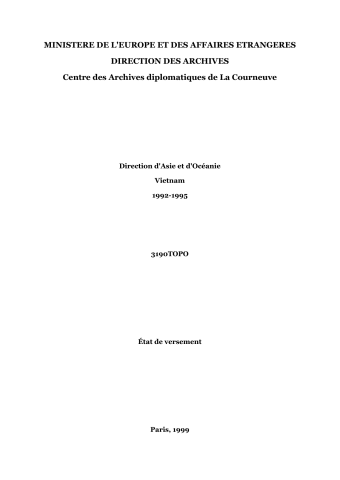 FRMAE 3190TOPO, Asie-Océanie, Vietnam, 1992-1995