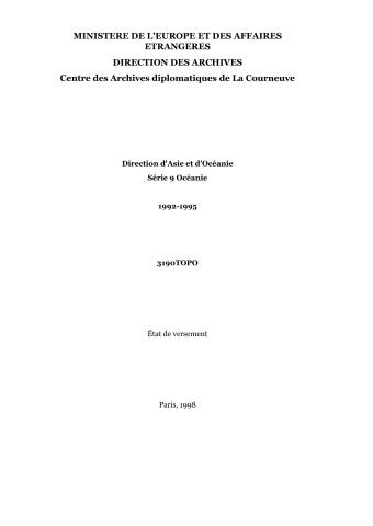 FR MAE 3190TOPO, Asie-Océanie, série 9 Océanie, 1992-1995