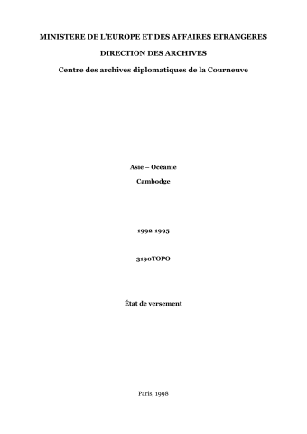 FR MAE 3190TOPO, Asie-Océanie, Cambodge, 1992-1995