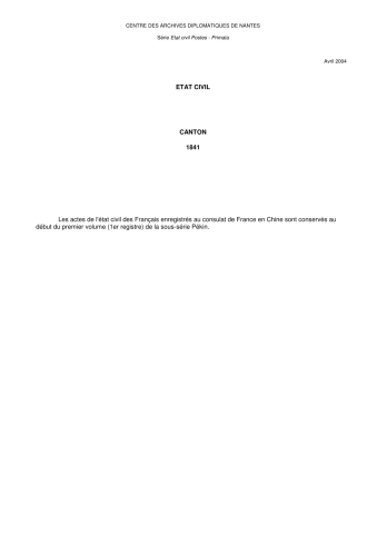 FR MAE 155EC/1, Canton, état civil consulaire, primata, 1941-1841