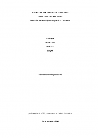 FR MAE 88QO, DOM-TOM 1970-1975