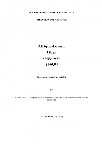 FR MAE 499QO, Afrique du Nord, Libye, 1953-1972