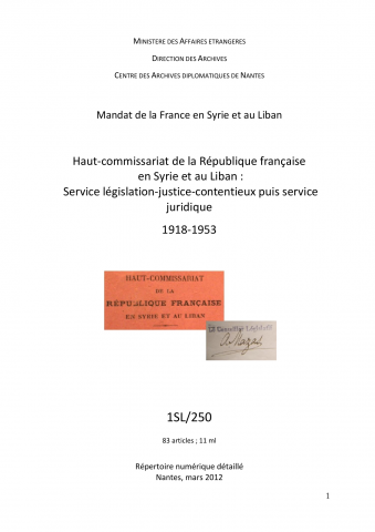 FR MAE 1SL/250, service législatif,1918-1953