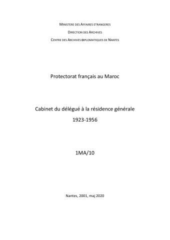 FR MAE 1MA/10, Cabinet du délégué, 1923-1956