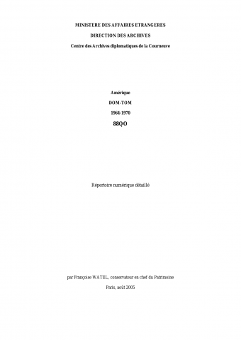 FR MAE 88QO, Départements et territoires français d'outre-mer, 1964-1970