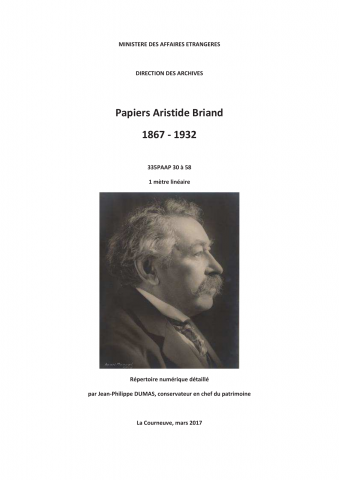 FR MAE 335PAAP/30-58, Papiers Aristide Briand