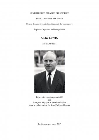 FR MAE 326PAAP, papiers André Lewin