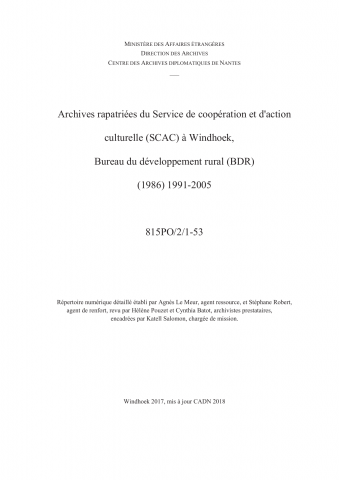 FR MAE 815PO/2, Windhoek, MCAC puis SCAC, 1991-2005