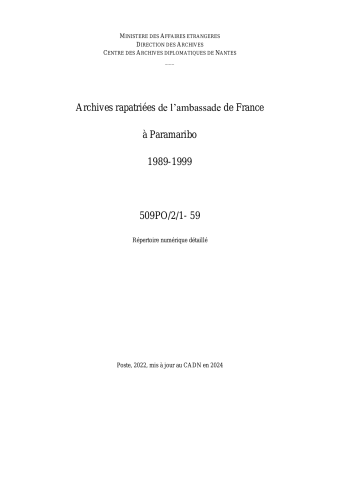 FR MAE 509PO/2/1-59, Paramaribo, ambassade, 1989-1999
