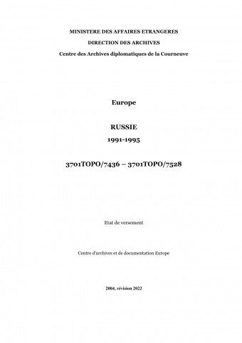 FR MAE 3701TOPO, Europe, Russie, 1991-1995