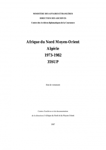 FR MAE 35SUP, Afrique du Nord et Moyen-Orient, Algérie, 1973-1982