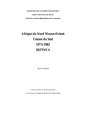 FRMAE 1837NVA, Afrique du Nord - Moyen-Orient, Yémen du Sud, 1973-1982