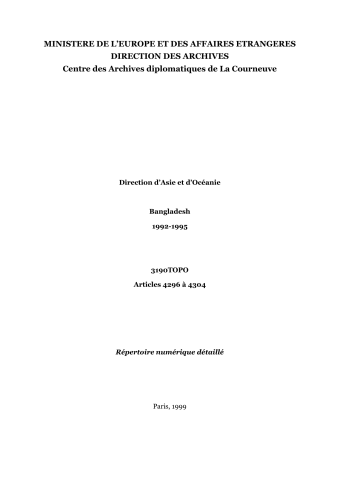 FRMAE 3190TOPO, Asie-Océanie, Bangladesh, 1992-1995