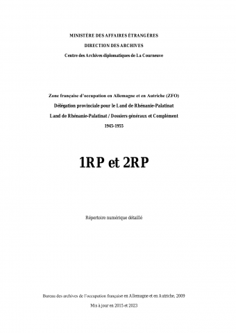 FR MAE 1-2RP, Délégation provinciale Rhénanie-Palatinat, 1945-1955
