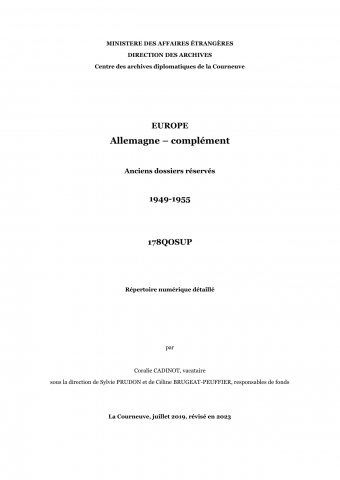 FR MAE 178QOSUP, Allemagne, complément, 1949-1955