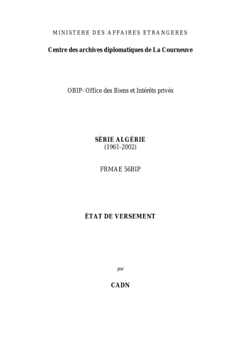 FR MAE 56BIP, OBIP, série Algérie, 1961-2002