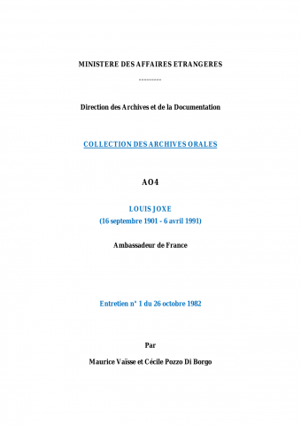 FR MAE 4AO, transcription & entretien de Louis JOXE