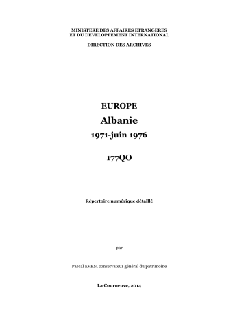 FR MAE 177QO, Europe, Albanie, 1971-1976