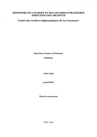 FRMAE 3190TOPO, Asie-Océanie, Pakistan, 1992-1995