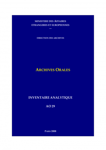 FR MAE 29AO, Entretiens avec Maurice COUVE de MURVILLE