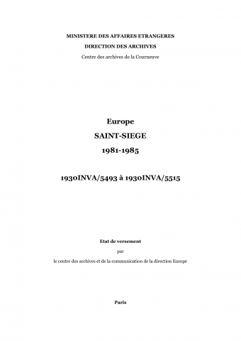 FR MAE 1930INVA, Europe, Saint-Siège, 1980-1985