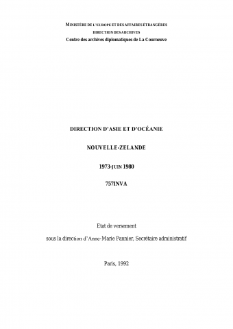 FR MAE 757INVA, Nouvelle-Zélande, 1973-1980