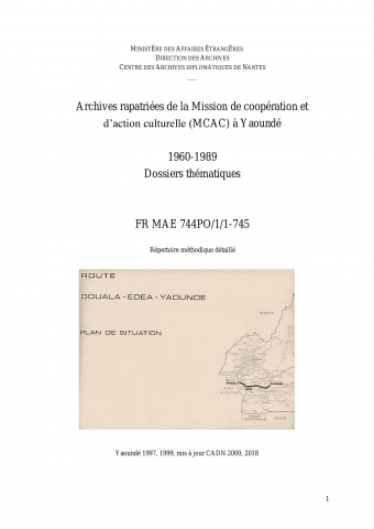 FR MAE 744PO/1, Yaoundé, MCAC, 1959-1989