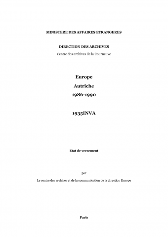 FR MAE 1935INVA, Europe, Autriche, 1986-1990