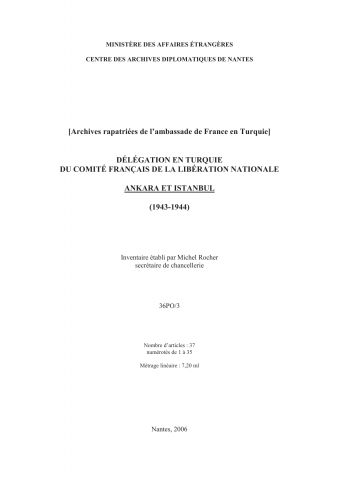 FR MAE 36PO/3, Ankara, CFLN, 1943-1944