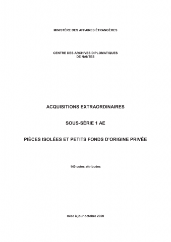 FR MAE 1AE/1-140, Pièces isolées et petits fonds d'origine privée