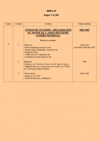 FR MAE 400PAAP, Papiers Vaurs