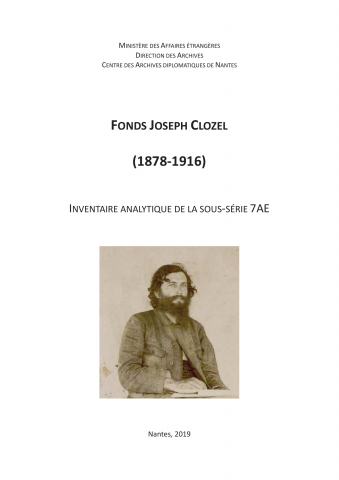 FR MAE 7AE, Fonds Joseph Clozel, 1878-1916