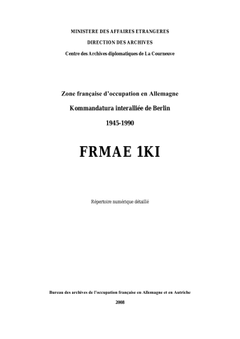 FR MAE 1KI, ZFO, Kommandatura interalliée de Berlin, 1945-1990