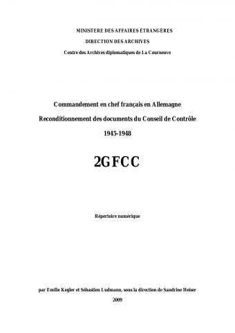 FR MAE 2GFCC, Commandement en chef français en Allemagne, Groupe français du Conseil de contrôle, Complément, 1945-1948