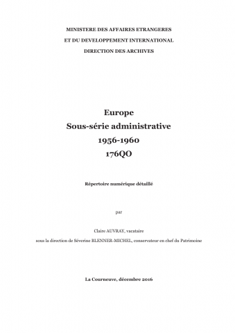 FR MAE 176QO, Europe, sous-série administrative, 1956-1960