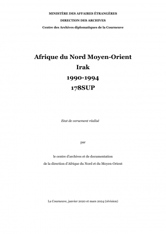 FR MAE 178SUP, Afrique du Nord Moyen-Orient, Irak, 1990-1994