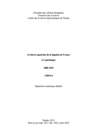 FR MAE 170PO/4, Copenhague, légation, 1880-1945