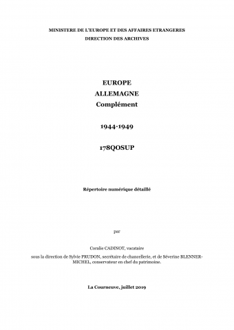 FRMAE, 178QOSUP, Allemagne, complément, 1944-1949