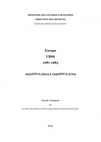 FR MAE 1930INVA, Europe, URSS, 1981-1985