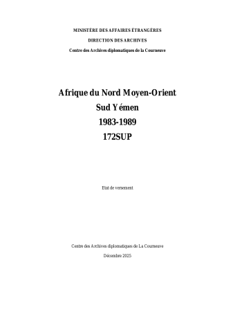 FRMAE 172SUP, Afrique du Nord - Moyen-Orient, Yémen du Sud, 1983-1989