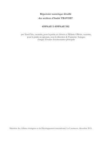 FR MAE 459PAAP, Papiers André Travert