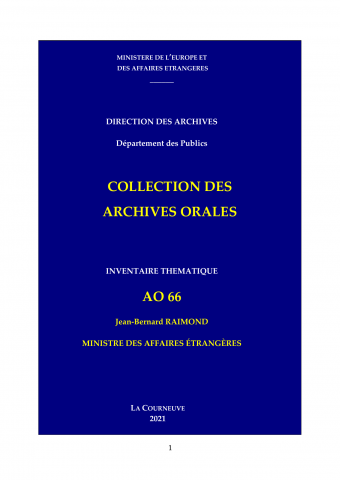 FR MAE 66AO, Entretiens avec Jean-Bernard RAIMOND